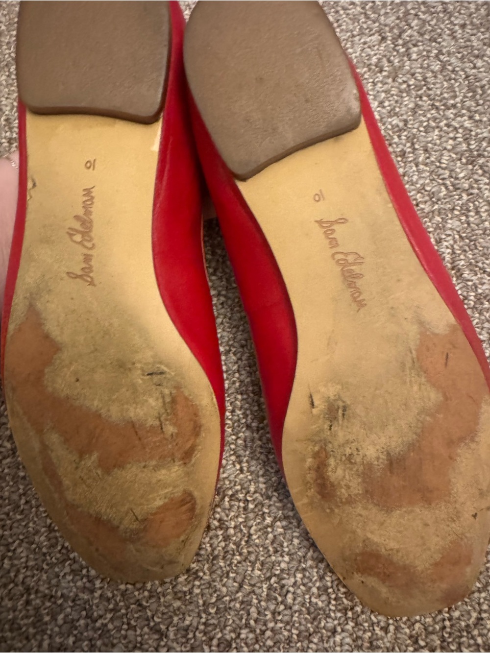 Red Leather Ballet Flats with Bow - Picture 4 of 7